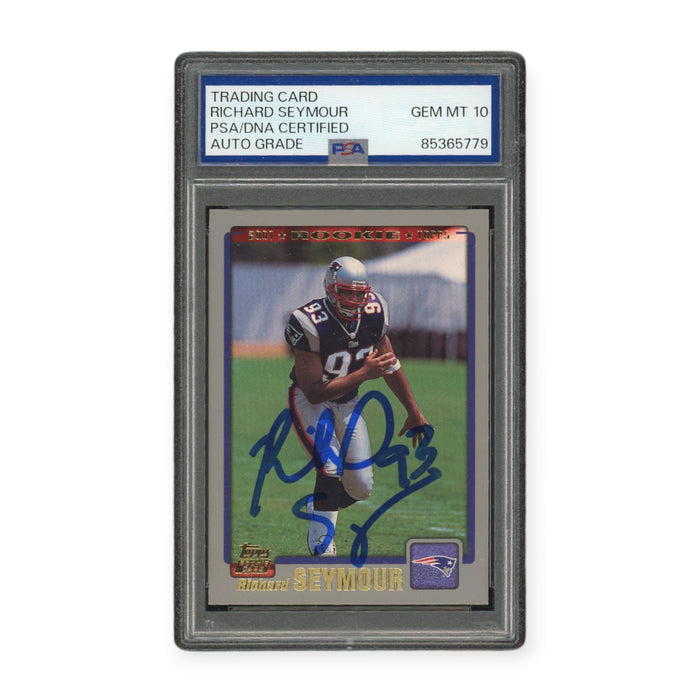 Richard Seymour On Card Autographed 2001 Topps Rookie RC PSA 10 Auto Grade