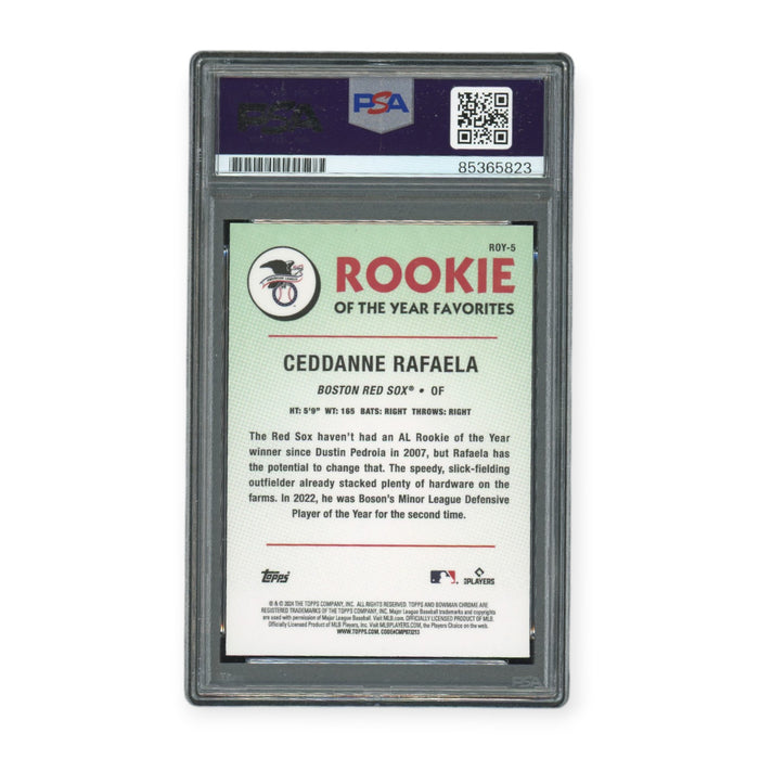 Ceddanne Rafaela On Card Autographed 2024 Topps Bowman Chrome Rookie Of The Year Favorites RC PSA 9 Auto Grade