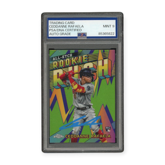 Ceddanne Rafaela On Card Autographed 2024 Topps Chrome All Etch Rookie Rush RC PSA 9 Auto Grade