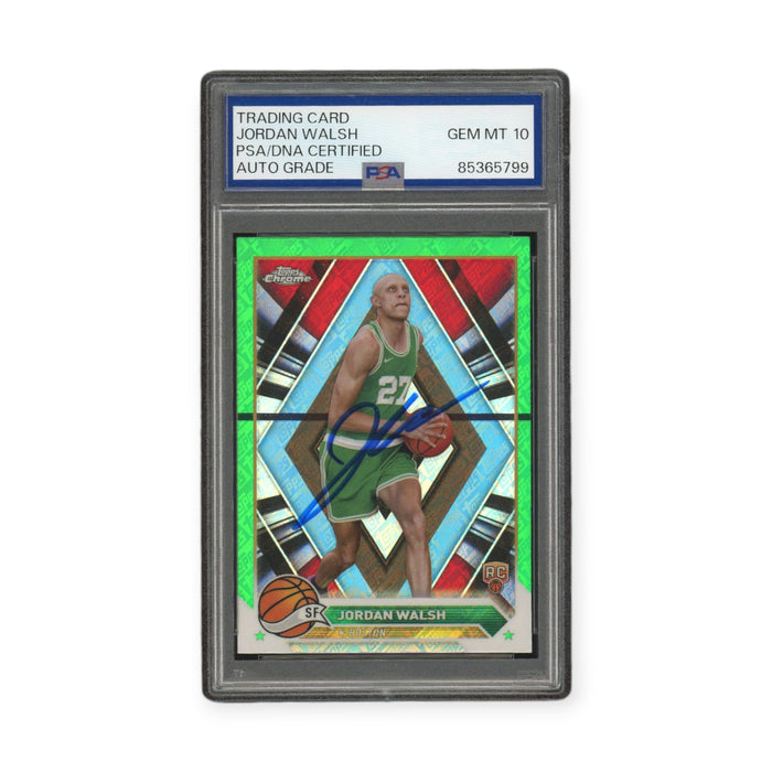 Jordan Walsh On Card Autographed 2024 Topps Chrome Green Rookie Card RC PSA 10 Gem Mint Auto Grade