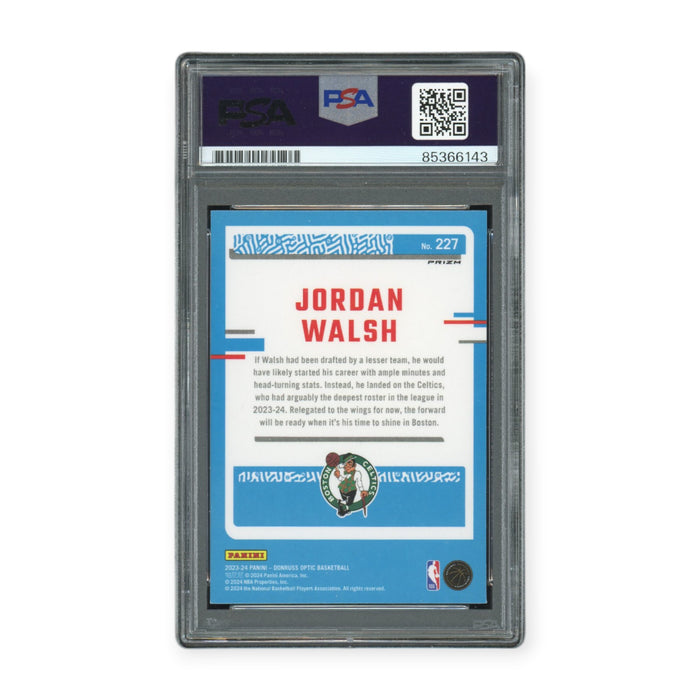 Jordan Walsh On Card Autographed 2023-24 Panini Donruss Optic Purple Prizm Rookie Card RC PSA Authentic Auto