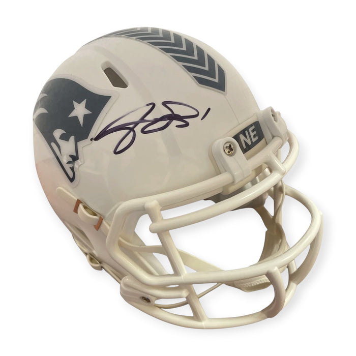A.J. Brown New England Patriots Autographed 2024 Salute To Service Speed Mini Helmet Beckett