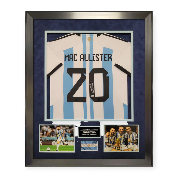 Alexis Mac Allister Argentina Autographed Shirt Framed To 32x40 Beckett