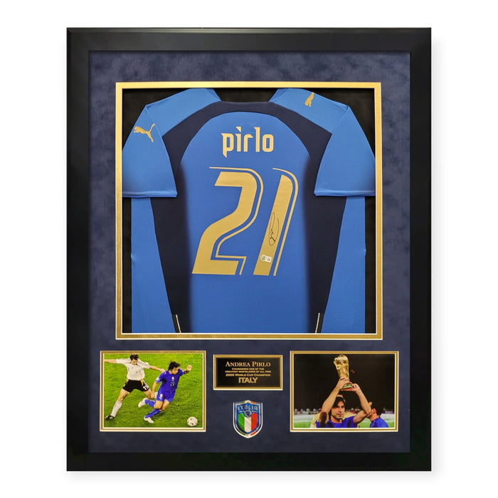 Andrea Pirlo Italy Autographed Shirt Framed To 32x40 Beckett