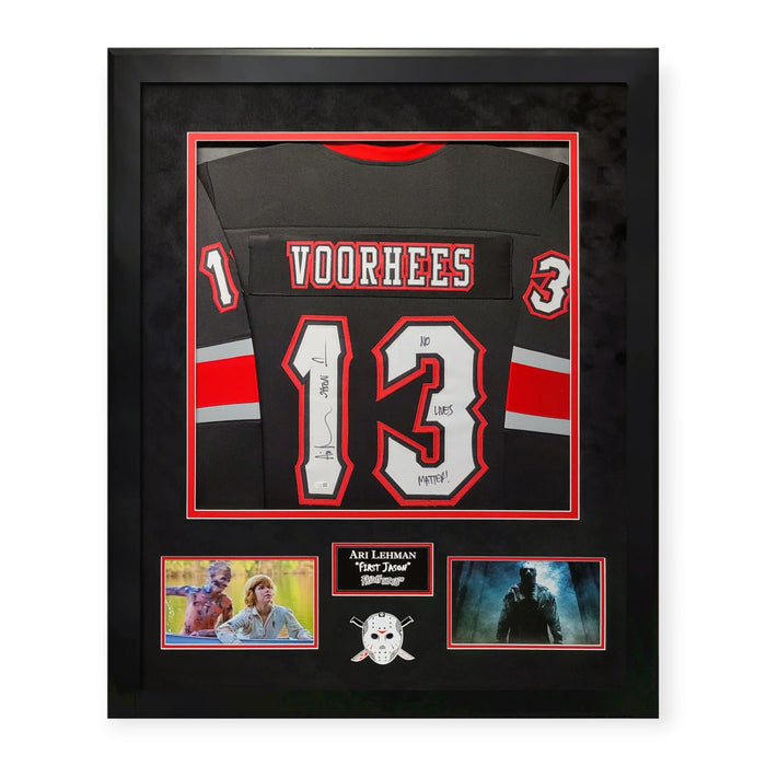 Ari Lehman "Jason Voorhees" Autographed Jersey w/ Inscription Framed To 37x45 JSA