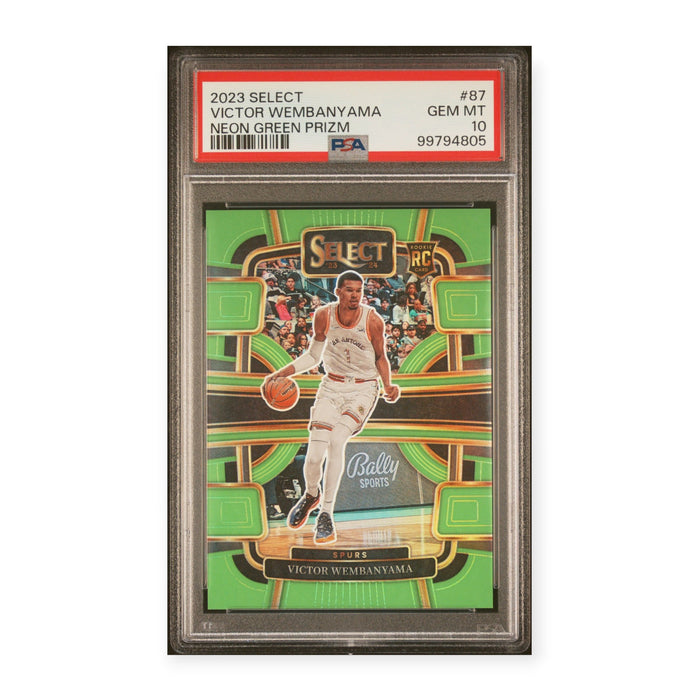 Victor Wembanyama 2023 Panini Select Neon Green Prizm #21/75 #87 Rookie RC PSA 10