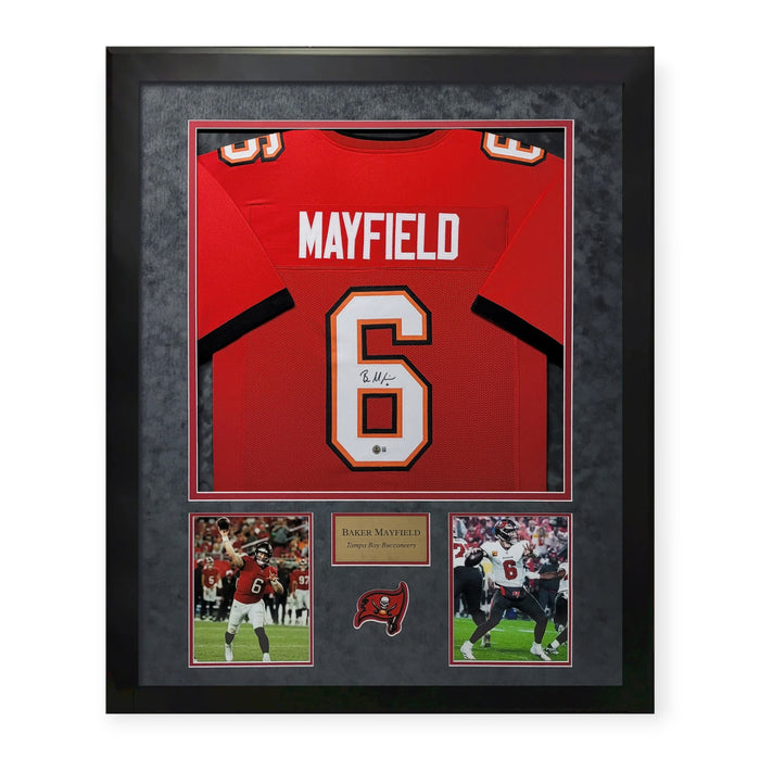 Baker Mayfield Tampa Bay Buccaneers Autographed Jersey Framed to 23x27 Beckett