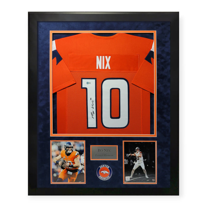 Bo Nix Denver Broncos Autographed Jersey Framed to 32x40 Beckett
