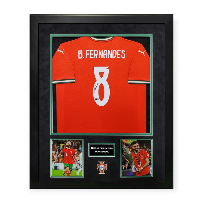 Bruno Fernandes Portugal Autographed Shirt Framed To 32x40 Beckett