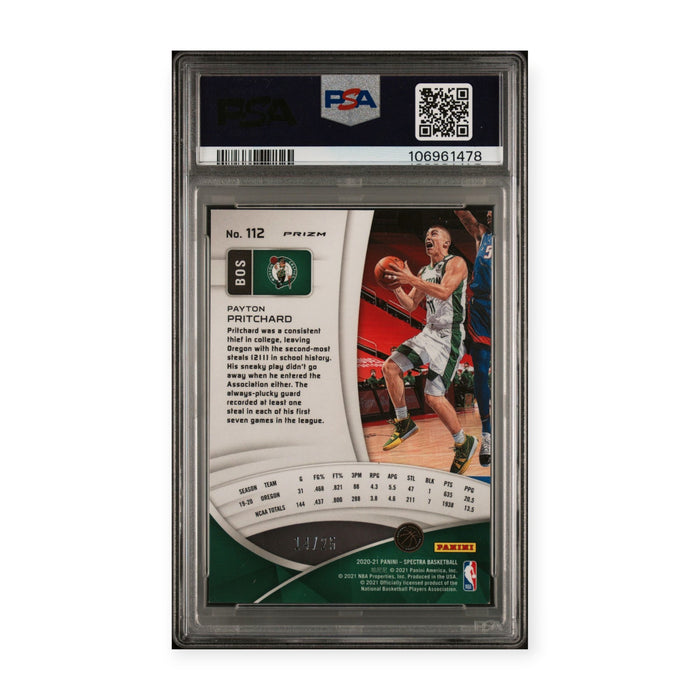 Payton Pritchard On Card Autographed 2020 Panini Spectra Asia Green Purple Rookie RC #14/25 PSA Authentic