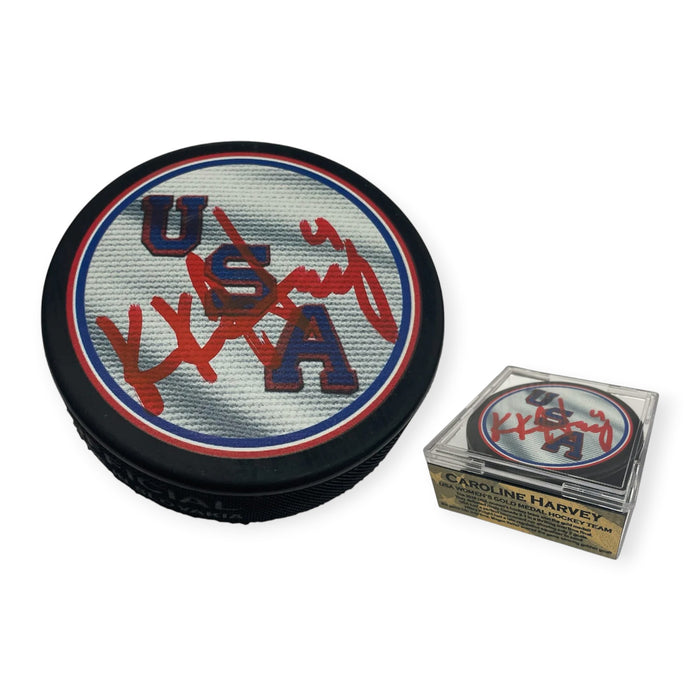 Caroline Harvey Team USA Hockey Autographed Puck NEP