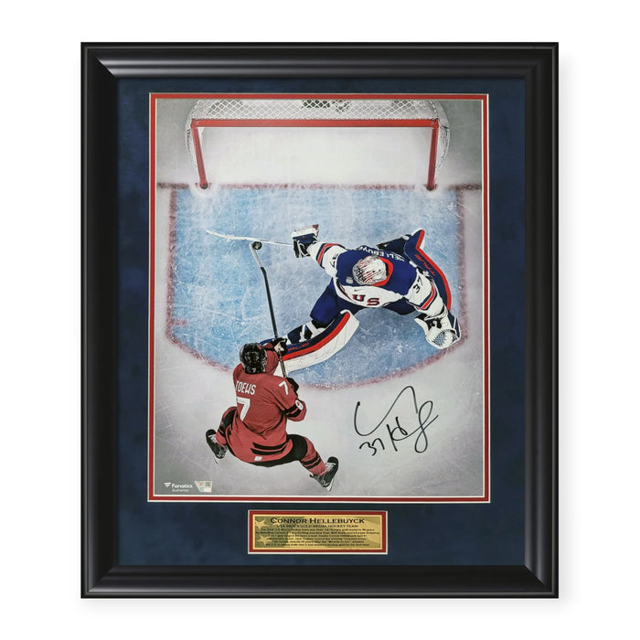 Connor Hellebuyck USA Hockey Autographed 16x20 Photo Framed 23x27 Fanatics