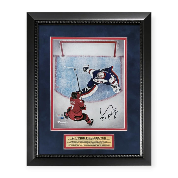 Connor Hellebuyck USA Hockey Autographed 8x10 Photo Framed 11x14 Fanatics