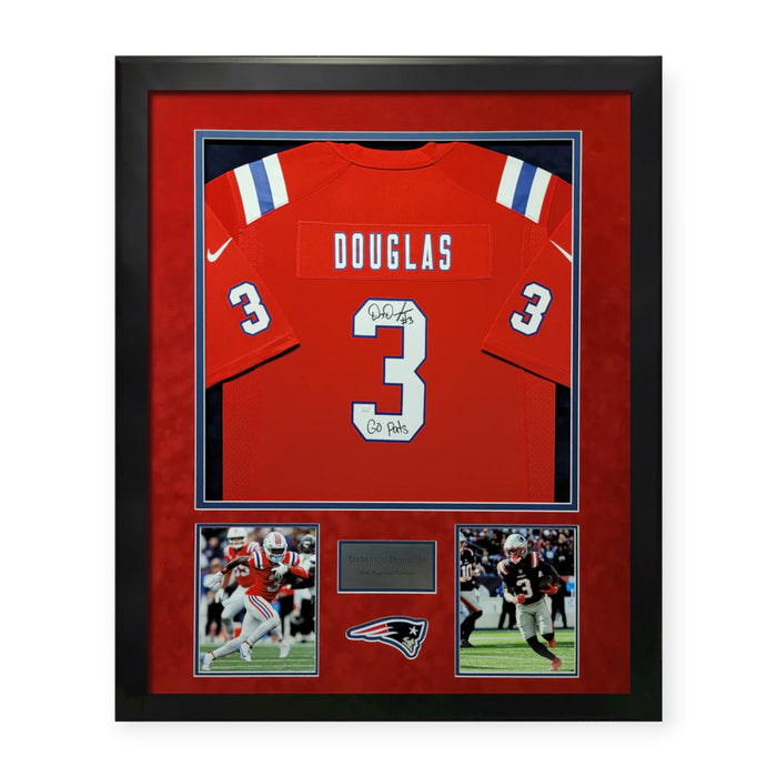 DeMario Douglas New England Patriots Autographed Throwback Jersey w/ "Go Pats" Inscription JSA