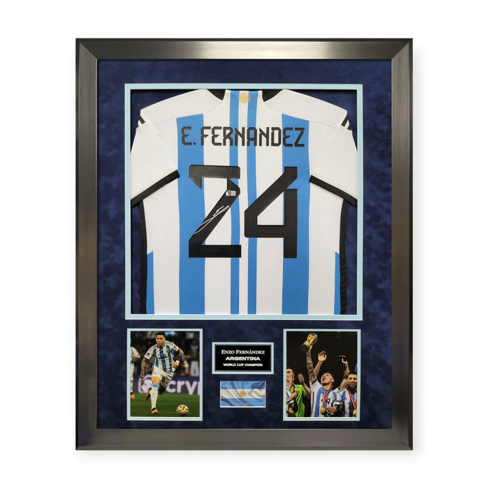 Enzo Fernandez Argentina Autographed Shirt Framed To 32x40 Beckett