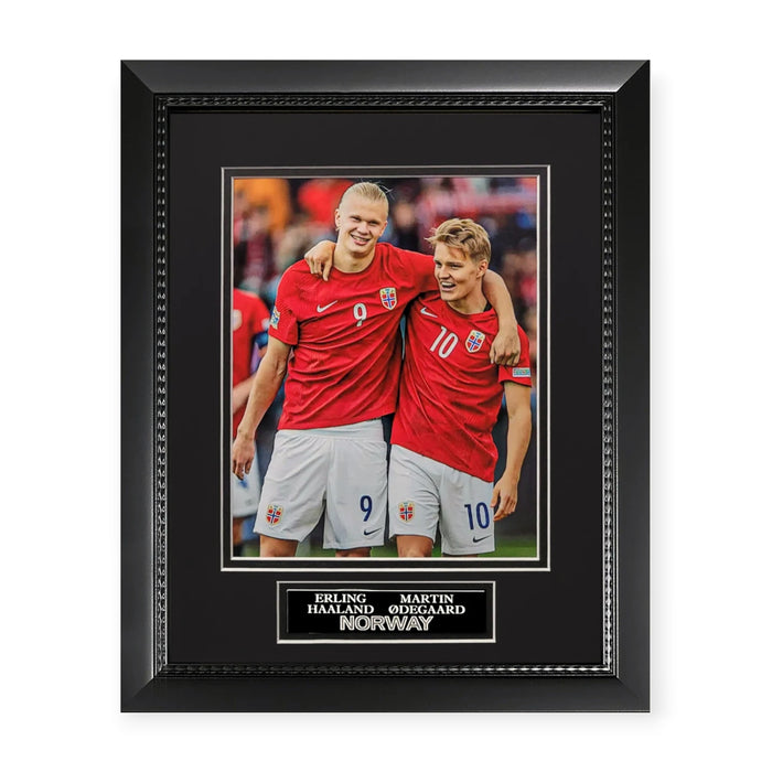 Erling Haaland & Martin Odegaard Norway Unsigned Photograph Framed to 11x14