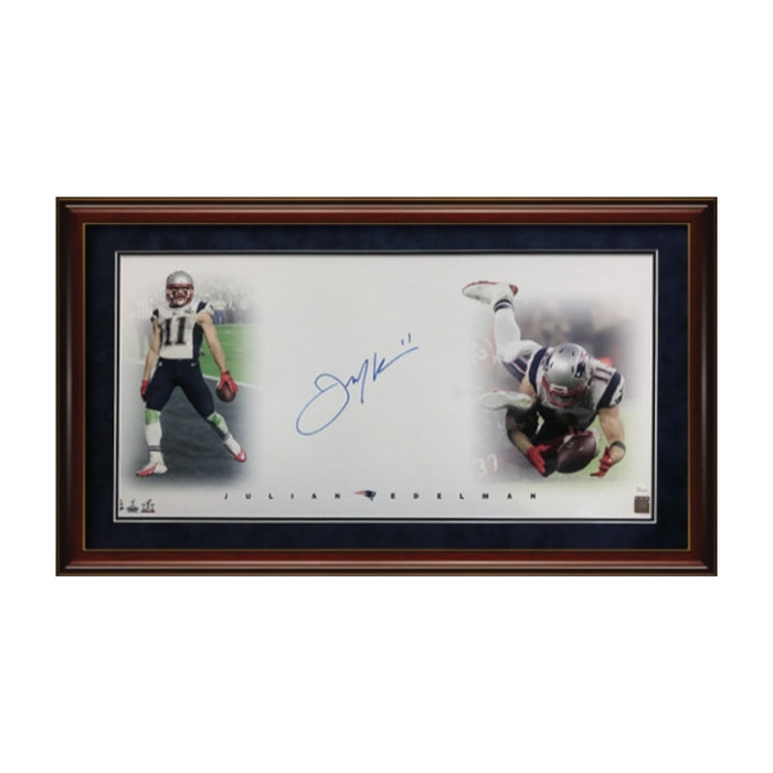 Julian Edelman New England Patriots Autographed Photograph Framed to 23x28 JSA