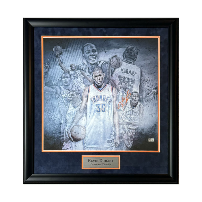 Kevin Durant Oklahoma City Thunder Autographed Photo Framed To 27x27 Beckett