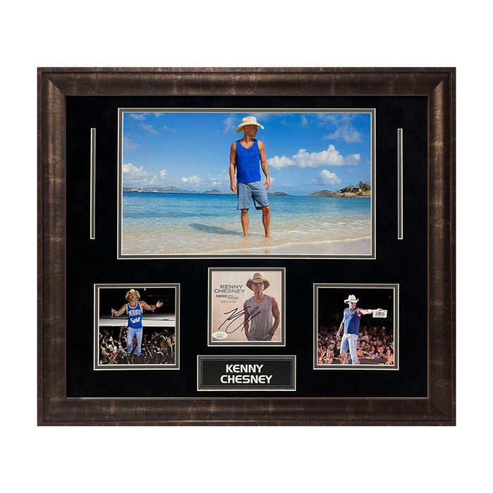 Kenny Chesney Autograph "Here And Now Deluxe" CD Cover Collage Framed To 23×27 JSA