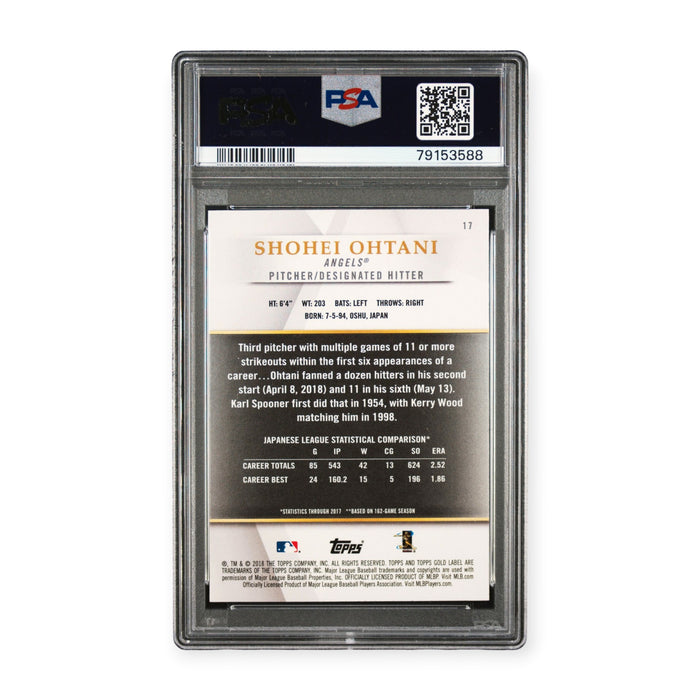 Shohei Ohtani 2018 Topps Gold Label Class 3-Black #17 Rookie RC PSA 10