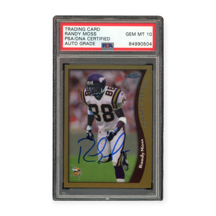 Randy Moss On Card Autographed 1998 Topps Chrome Rookie RC PSA 10 Auto Grade Gem Mint