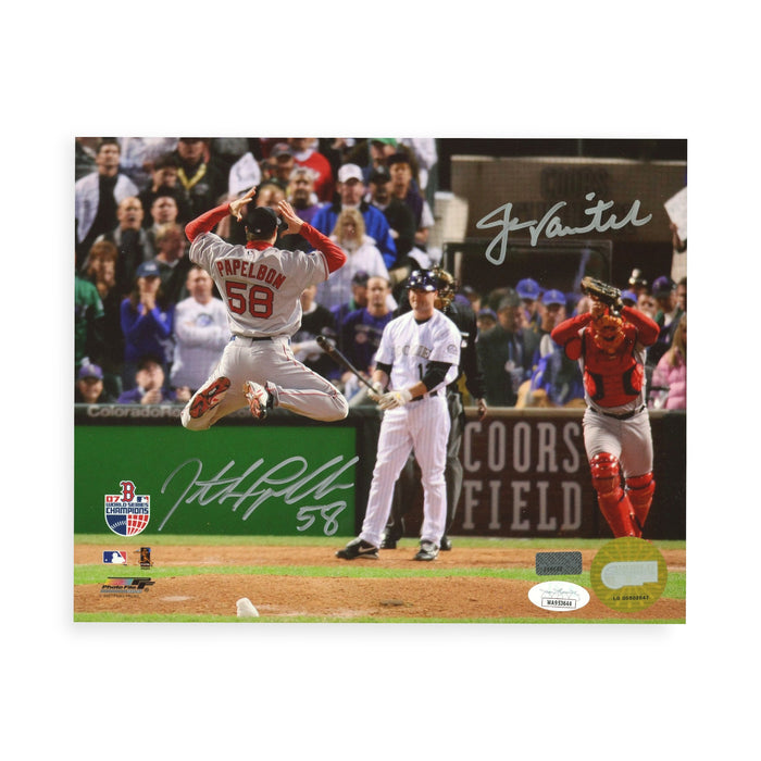 Jason Varitek & Jonathan Papelbon Boston Red Sox Autographed 8x10 Photo JSA