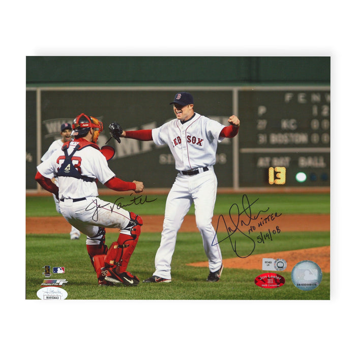 Jason Varitek & Jon Lester Boston Red Sox Autographed 8x10 Photo w/ Inscription JSA