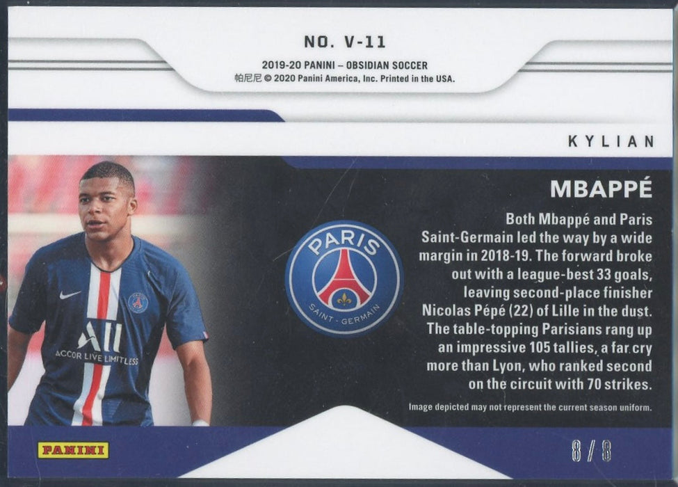 Kylian Mbappe 2019-20 Panini Obsidian Vitreous White Contra Electric Etch #8/8