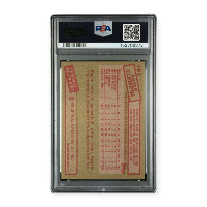 Roger Clemens Autographed 1985 Topps #181 Rookie RC PSA 10 Auto Grade