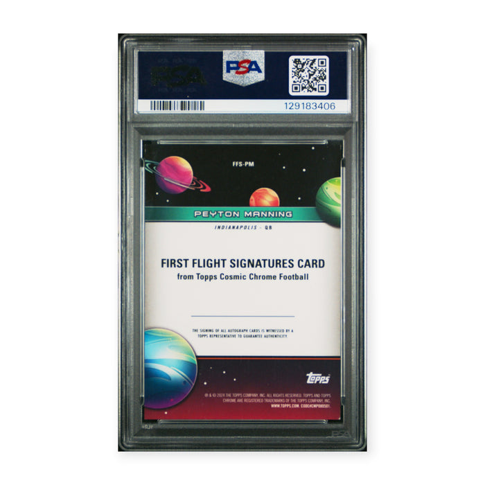 Peyton Manning 2024 Topps Cosmic Chrome First Flight Signatures Org Galactic #19/25 PSA Authentic Auto