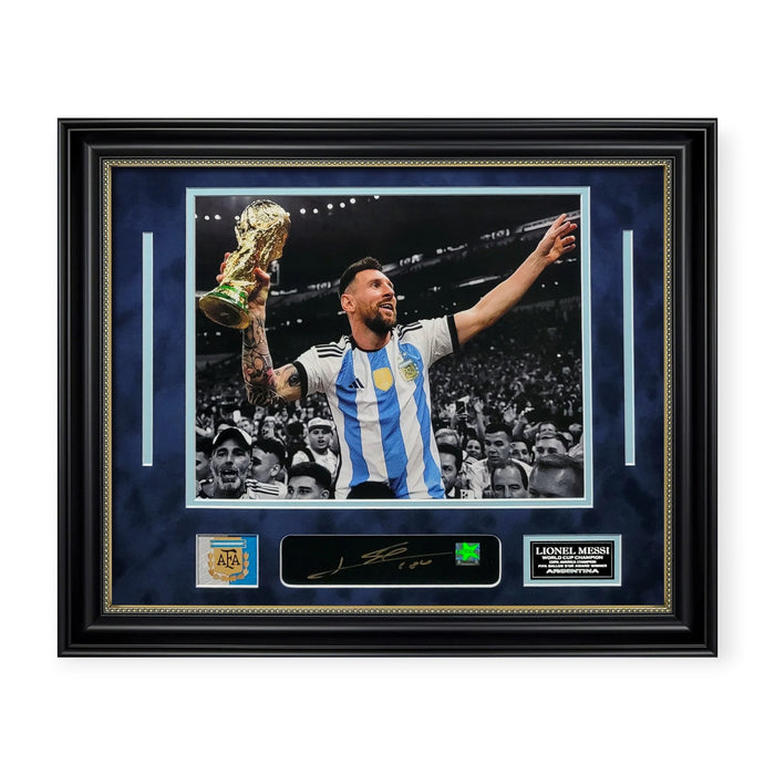 Lionel Messi Argentina Autographed Cut Framed To 18x22 Icons