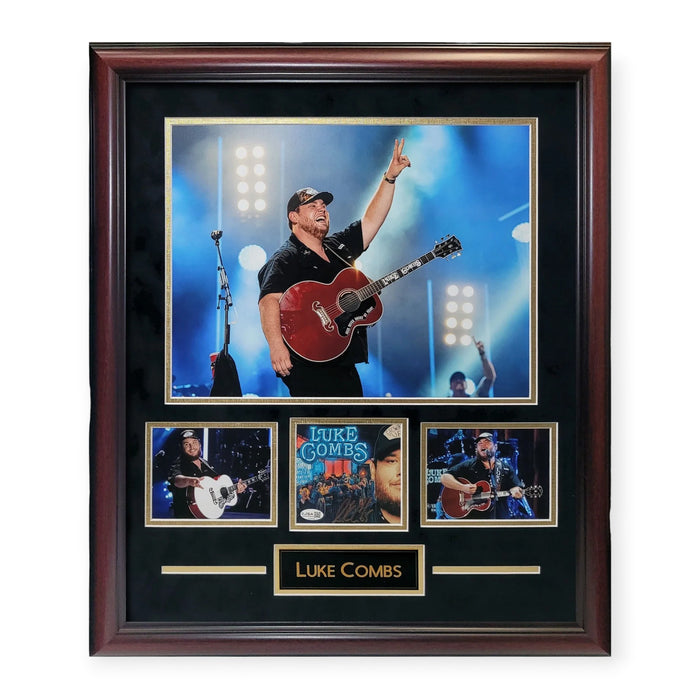 Luke Combs Autographed CD Cover Collage Framed To 23x27 JSA