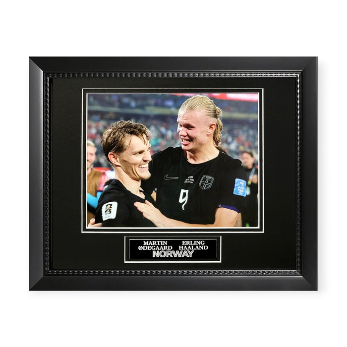 Erling Haaland & Martin Ødegaard Norway Unsigned Photograph Framed to 11x14