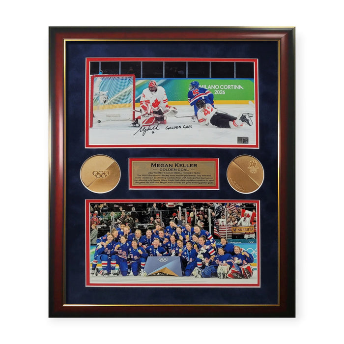 Megan Keller Team USA Hockey Autographed Photo Collage Framed 19x23 w/ Golden Goal Inscription NEP