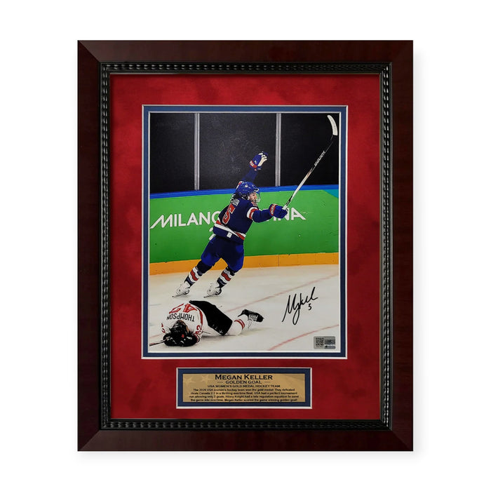 Megan Keller Team USA Hockey Autographed 8x10 Photo Framed 11x14 NEP