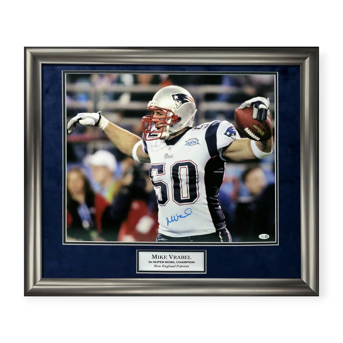 Mike Vrabel New England Patriots Autographed 16x20 Photo Framed to 23x27 JSA