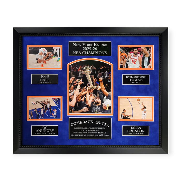 New York Knicks Championship Team Unsigned Photo Collage Framed to 18x22