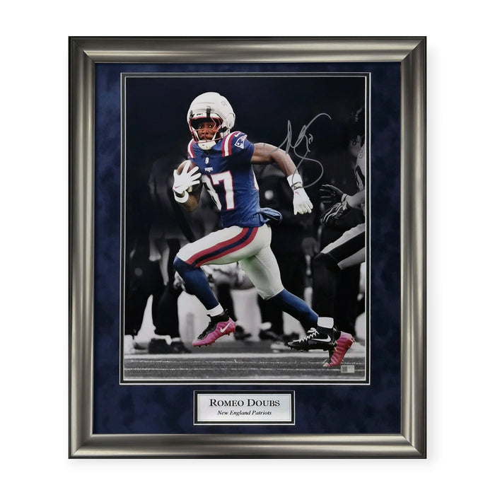 Romeo Doubs New England Patriots Autographed 16x20 Photo Framed to 23x27 NEP