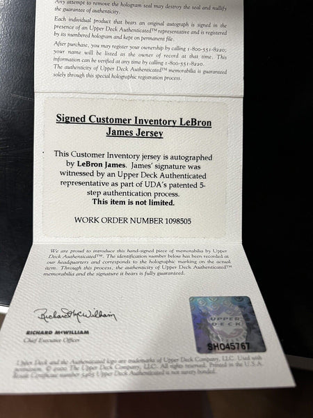 Lebron James Cleveland Cavaliers Autographed Orange Hardwood Classic Jersey Framed to 32x40 UDA