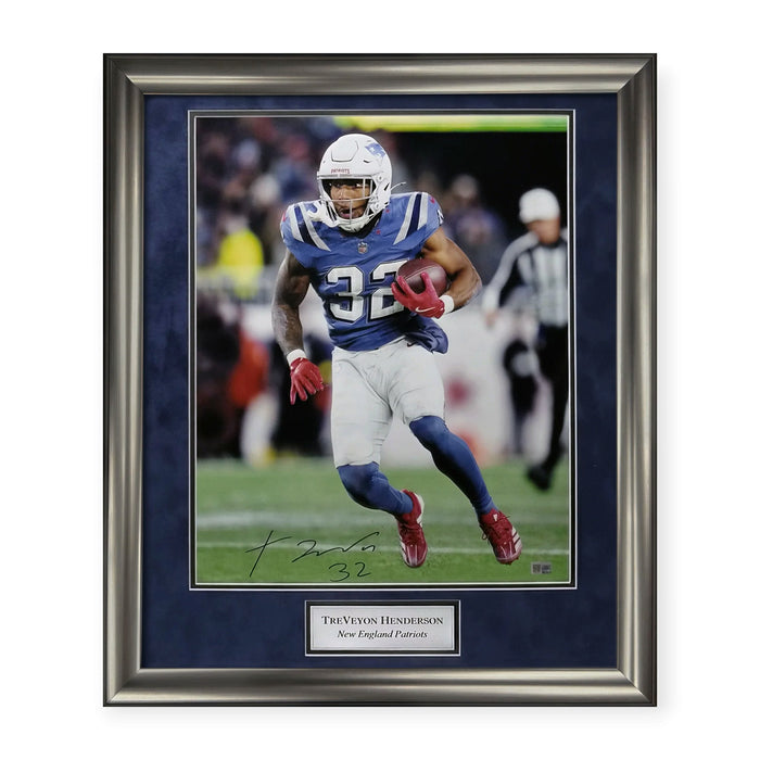 TreVeyon Henderson New England Patriots Autographed 16x20 Photo Framed to 23x27 NEP