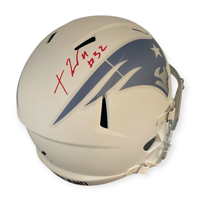 TreVeyon Henderson New England Patriots Autographed Rivalry Replica Helmet NEP