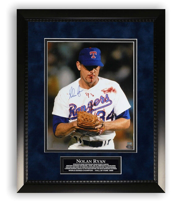 Nolan Ryan Texas Rangers Autographed 8x10 Photo Framed to 11x14 BAS