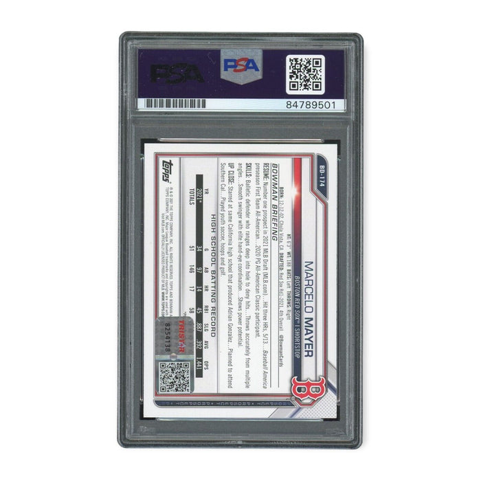 Marcelo Mayer 2021 Bowman 1st RC Rookie PSA/DNA Auto Grade Gem Mint 10