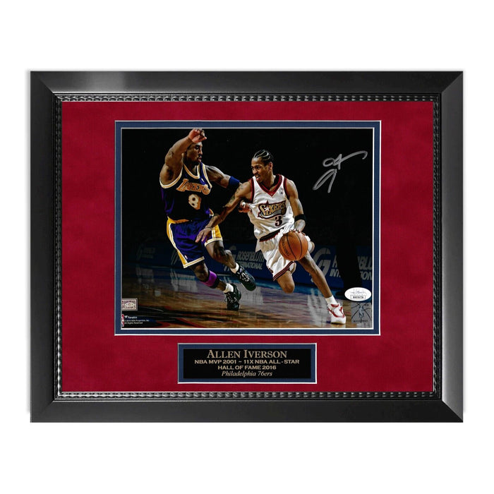 Allen Iverson Philadelphia 76ers Autographed 8x10 Photo Framed to 11x14 JSA