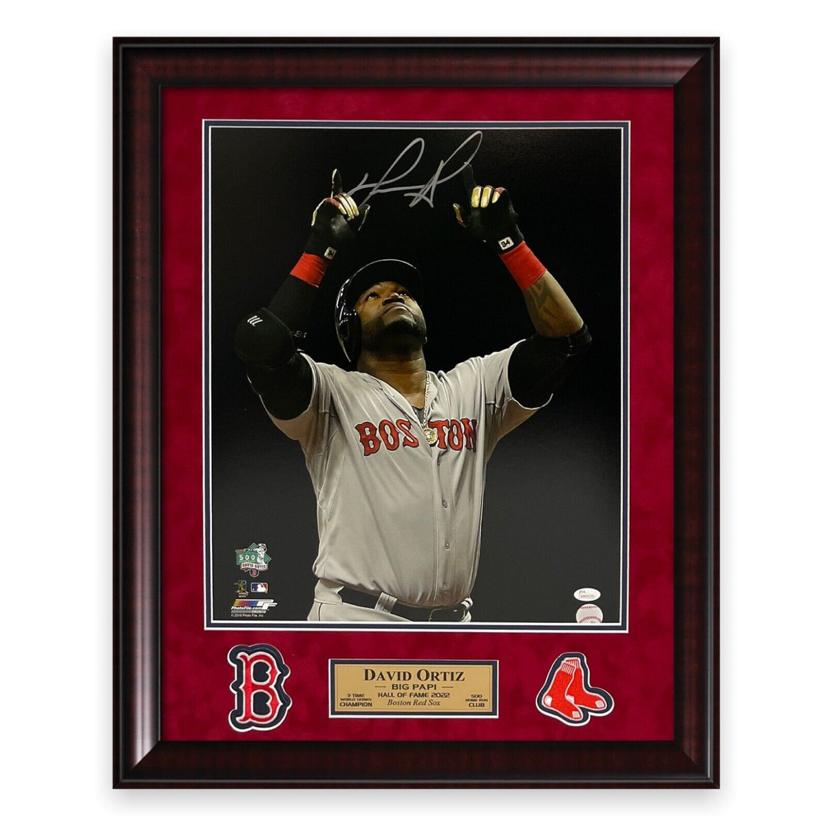 David Ortiz Autographed and Framed Gray Red Sox Jersey