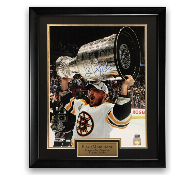 Brad Marchand Boston Bruins Autographed 16x20 Photo Framed to 23x27 NEP