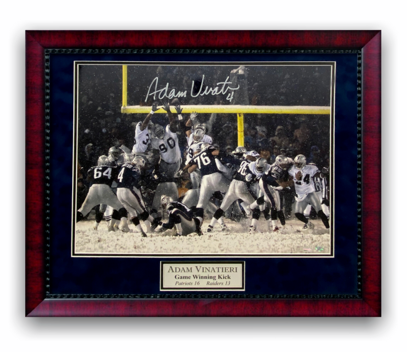 Adam Vinatieri New England Patriots Autographed Photo Framed To 23x27 NEP