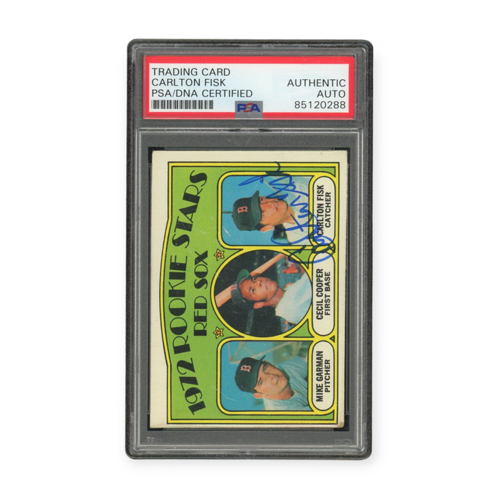 Carlton Fisk On Card Autographed 1972 Topps Rookie Card PSA Authentic Auto