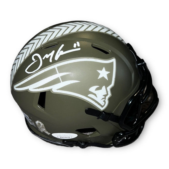 Julian Edelman New England Patriots Autographed Salute To Service Mini Helmet JSA