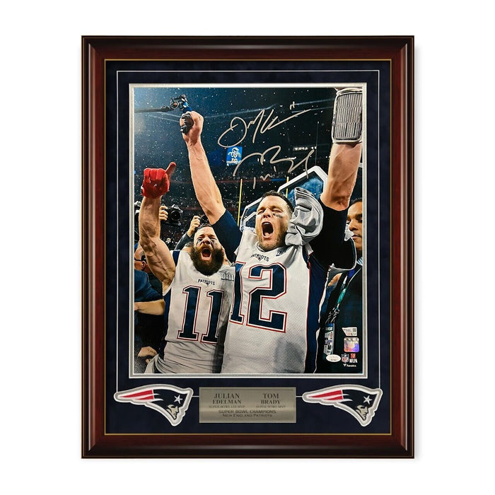 Tom Brady & Julian Edelman Autographed 16x20 Photo Framed to 23x27 Fanatics